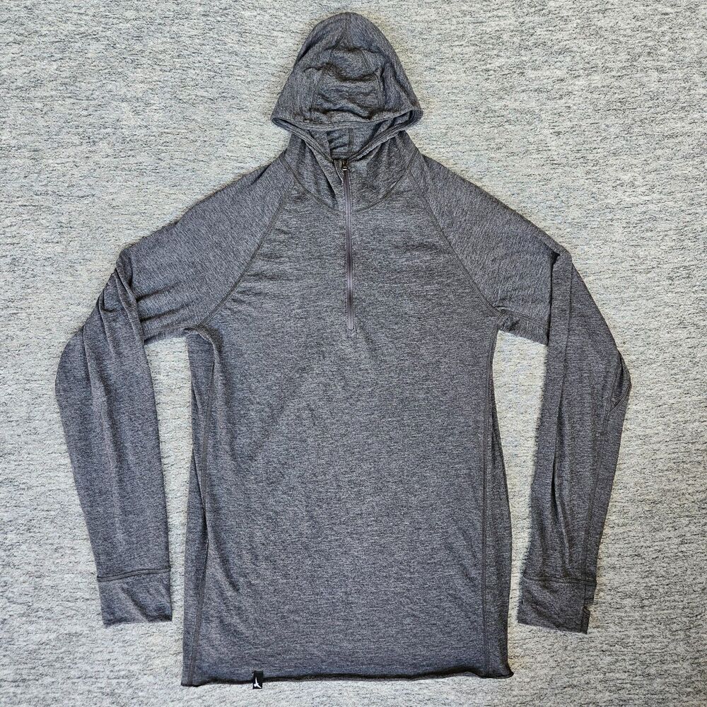 Duckworth Hoodie Men's Large Gray Merino Wool Vapor 1/4 Zip Base Layer Pullover